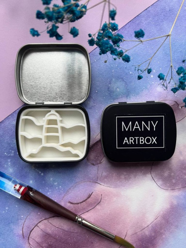 Палетка для красок "Маяк" 6х5 см, цвет черный, пластик белый