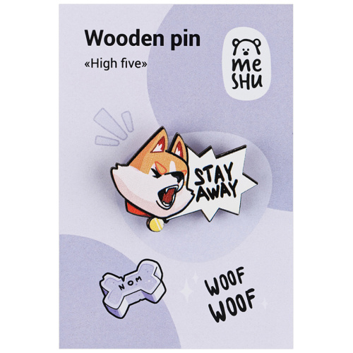 Значок деревянный MESHU "High five", 4,0*3,0 см