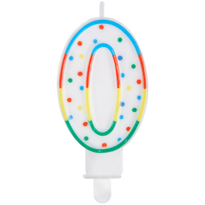 Свеча для торта с держателем MESHU "Цифра 0", 8,5 см, блистер