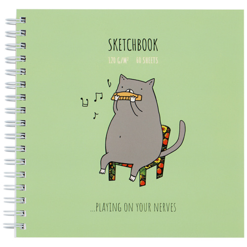 Скетчбук MESHU "Harmonicat"150*150 мм, 60 л, 120 г, на гребне, soft-touch