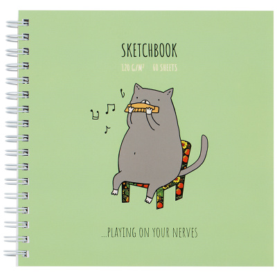 Скетчбук MESHU "Harmonicat"150*150 мм, 60 л, 120 г, на гребне, soft-touch