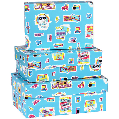 Набор прямоугольных коробок 3в1, MESHU "90's Party ", (19*12*7,5-15*10*5см)