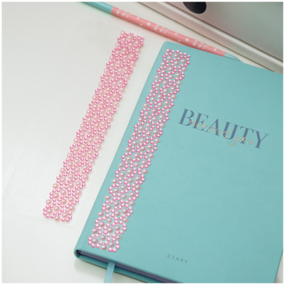 Наклейки акриловые MESHU "Pink line", 25*7,8см, стразы, 500 наклеек