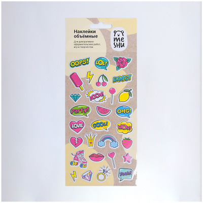 Наклейки объемные MESHU "Cool", 10*24см, 29 наклеек
