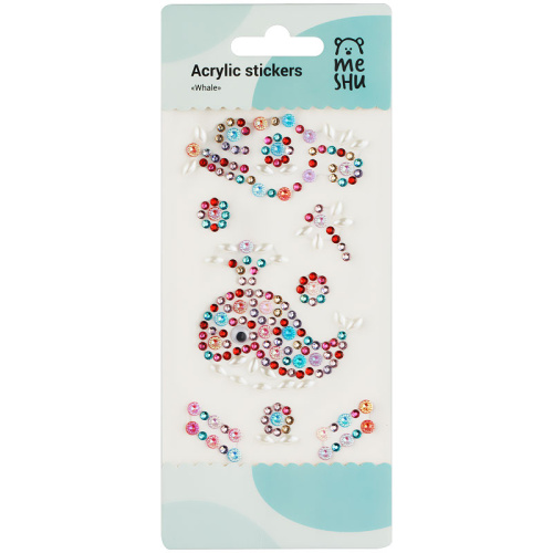 Наклейки акриловые MESHU "Whale", 19*8см, стразы, 210 наклеек