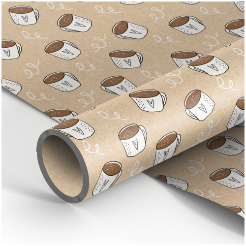 Упаковочная бумага крафт MESHU "Morning coffee" 70*100 см, 70 г