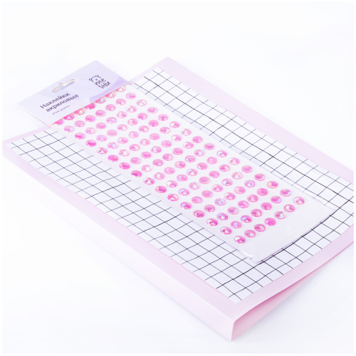 Наклейки акриловые MESHU "Pink pearls", 10*32см, стразы, 119 наклеек