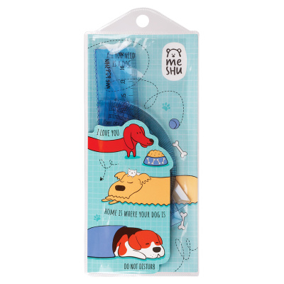 Набор чертежный MESHU "Best friend" (треуг. 2шт., линейка 15см, транспортир), прозр, ПВХ чехол