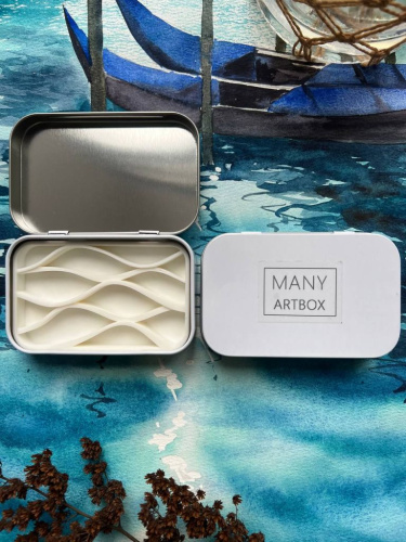 Палетка для красок "Волны" 9х6 см, цвет белый, пластик белый