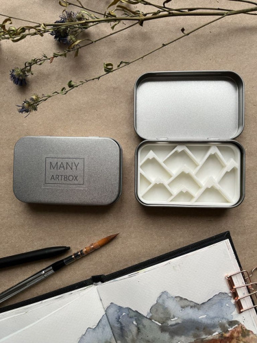 Палетка для красок "Горы" 9х6 см, цвет серебро, пластик белый