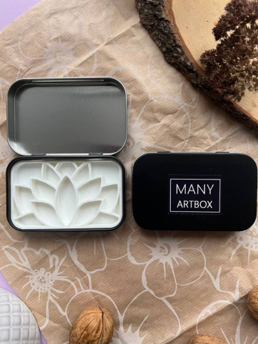 Палетка для красок "Лотос" 6х9 см, цвет черный, пластик белый