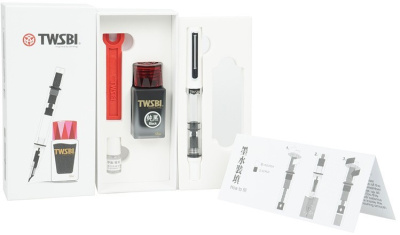 Комплект: Перьевая ручка TWSBI ECO, Белый, EF + Чернила в банке, 18 мл, Черный