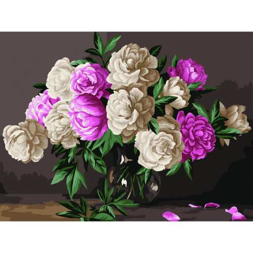 Картина по номерам на холсте ТРИ СОВЫ "Букет пионов", 30х40 см, с акриловыми красками и кистями