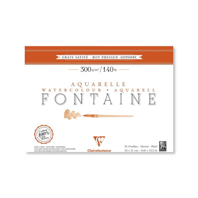 Блок-склейка бумаги для акварели Clairefontaine "FONTAINE" 23*31 см 20л 300 г, 100% хлопок, гор.пре