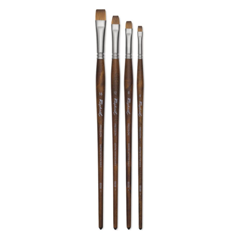 Кисть синтетика имитация соболь №8 укороченная плоская Sennelier "Precision" длинная ручка