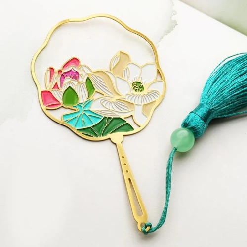 Закладка для книг с кисточкой "Цветок Лотоса" (латунь, нейлон)