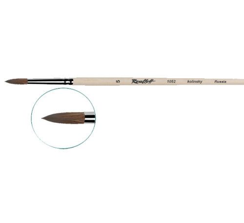 Кисть колонок №11 круглая Roubloff "1052" длинная ручка п/лак