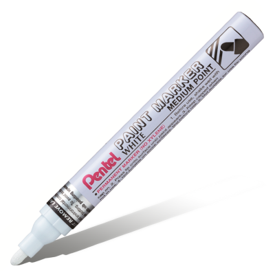 Маркер перманентный Pentel "Paint" 4,5 мм, с круглым наконечником, алюминиевый корпус, белый