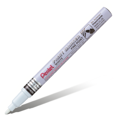 Маркер перманентный Pentel "Paint" 2,9 мм, с круглым наконечником, алюминиевый корпус, белый