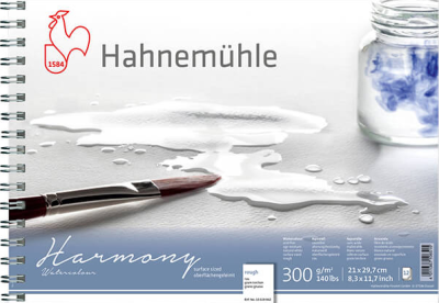 Альбом для акварели на спирали Hahnemuhle "Harmony" 21х29,7 см 300г 12л крупное зерно целлюлоза 100%