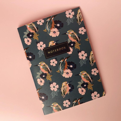 Тетрадь нелинованная Beauty birds А5 24 л 90 г, золотое тиснение, бумага слоновая кость, сшивка