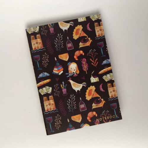 Тетрадь в точку France А5 24 л 90 г, золотое тиснение, бумага слоновая кость, сшивка