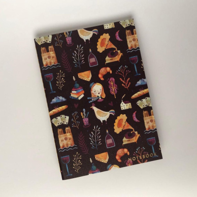 Тетрадь в точку France А5 24 л 90 г, золотое тиснение, бумага слоновая кость, сшивка