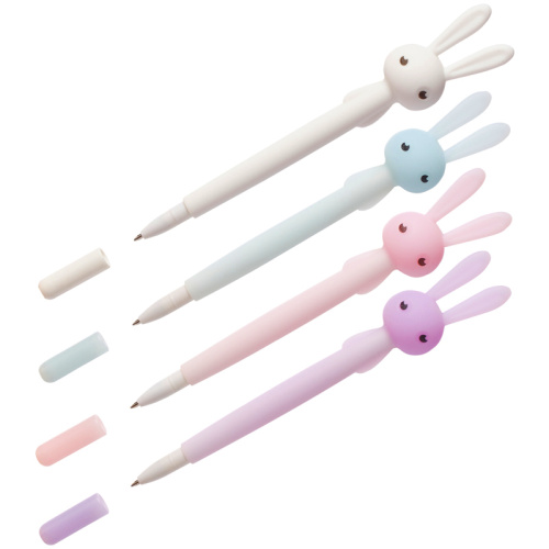 Ручка шариковая MESHU "Cute Rabbit" 0,7 мм, синяя, софтач ассорти