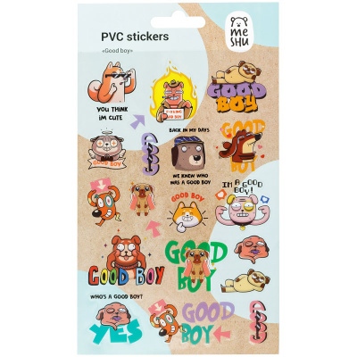 Наклейки ПВХ MESHU "Good boy", 10*21 см, 20 наклеек, инд. уп., европодвес