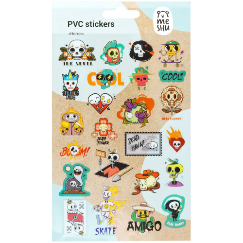 Наклейки ПВХ MESHU "Horror", 10*21 см, 24 наклейки, инд. уп., европодвес