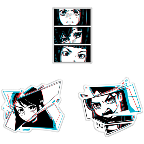 Набор акриловых значков MESHU "Kawaii", 3 шт