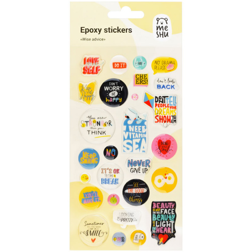 Наклейки гелевые MESHU "Wise advice", 10*22см, 27 наклеек