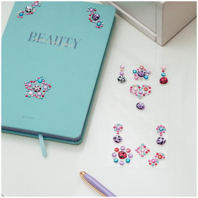 Наклейки акриловые MESHU "Shiny crystals", 23*9см, стразы, 140 наклеек