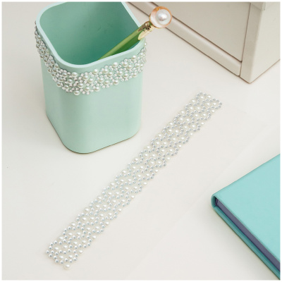 Наклейки акриловые MESHU "White line", 25*7,8см, стразы, 500 наклеек