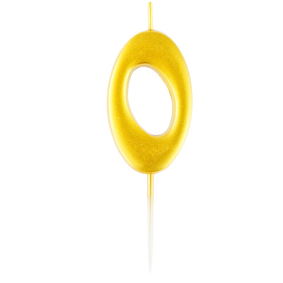 Свеча для торта с держателем MESHU "Цифра 0", 5,2 см, золотая