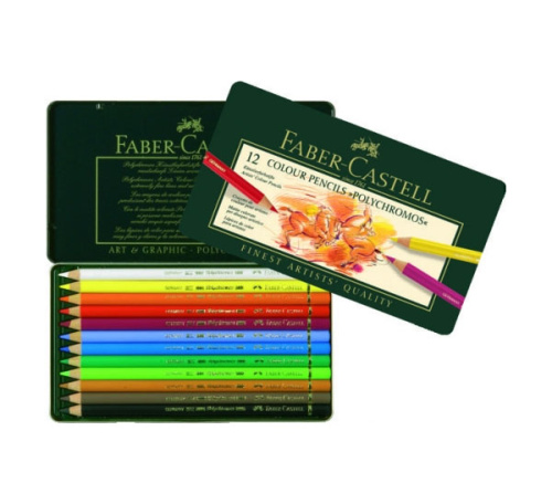 Набор карандашей цветных Faber-castell "Polychromos" 12 шт проф-ные в металле