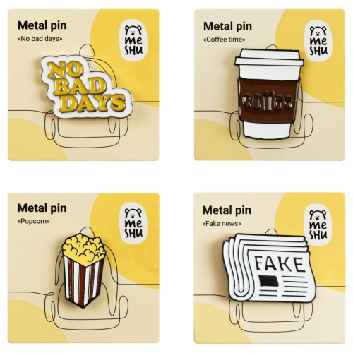 Набор металлических значков MESHU "No bad days", эмаль, 4 шт