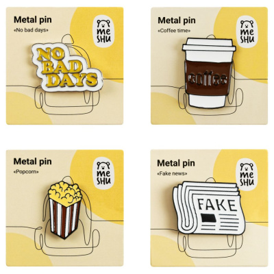 Набор металлических значков MESHU "No bad days", эмаль, 4 шт