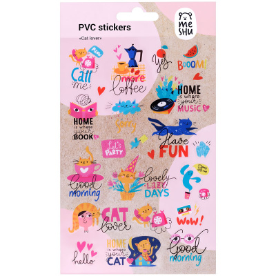 Наклейки ПВХ MESHU "Cat lover", 10*21см, 23 наклейки