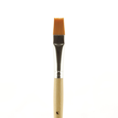 Кисть синтетика №14 плоская Альбатрос "Хобби" упругая, длинная ручка