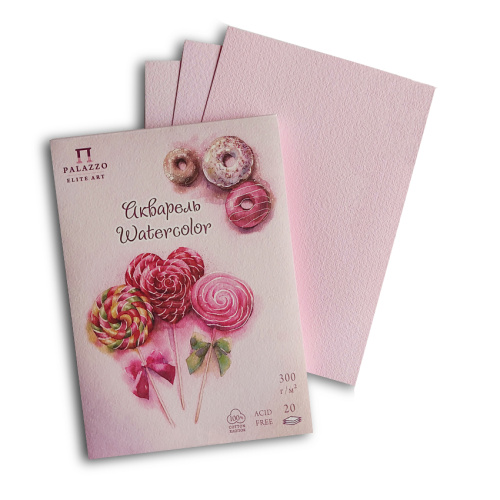 Планшет для акварели Лилия Холдинг "Кондитерская" 20 л 300 г, 100% хлопок, розовый