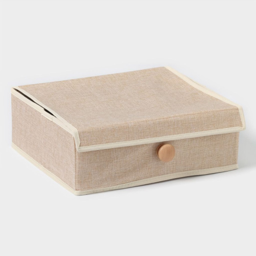 Органайзер для хранения с крышкой KK/home, 35х30х12 см, цвет бежевый