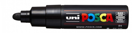 Маркер UNI "POSCA" PC-7M, 4,5-5,5 мм, наконечник пулевидный, цвет черный