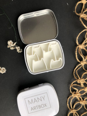 Палетка для красок "Котики" 6х5 см, цвет белый, пластик белый