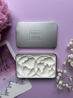 Палетка для красок "Карта мира" 6х10 см, цвет серебро, пластик белый