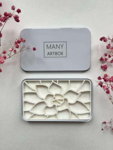 Палетка для красок "Суккулент" 6х10 см, цвет белый, пластик белый