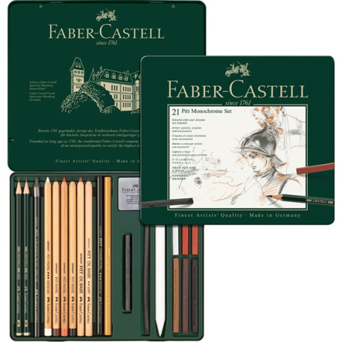 Набор для рисования Faber-castell "PITT MONOCHROME" 21 предмет, в металле