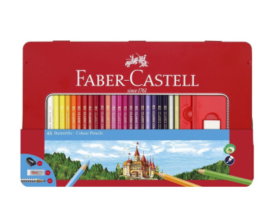 Набор карандашей цветных Faber-castell "Замок" 48 цв+ 2 черногр. кар.+ точилка + ластик, в металле
