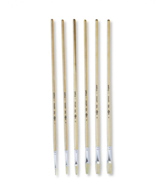 Кисть щетина №5 плоская, удлиненный ворс Гамма "Студия" длинная ручка