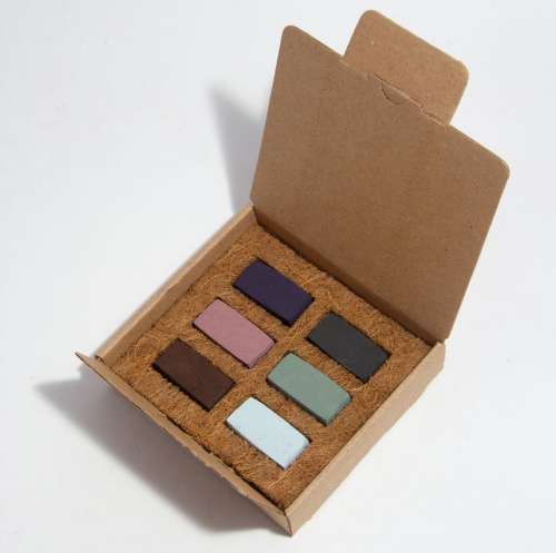 Набор пастели сухая, мягкая ручной работы EARTHBERRY "Грозовой перевал", 6 цветов